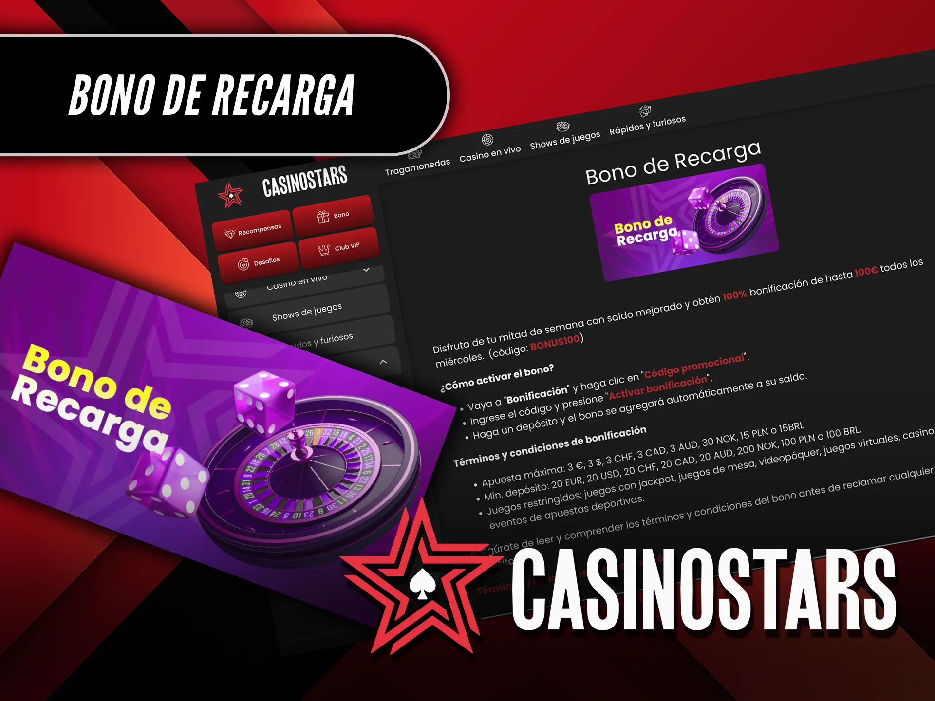 Aprovecha el bono de recarga y juega más en Casinostars.
