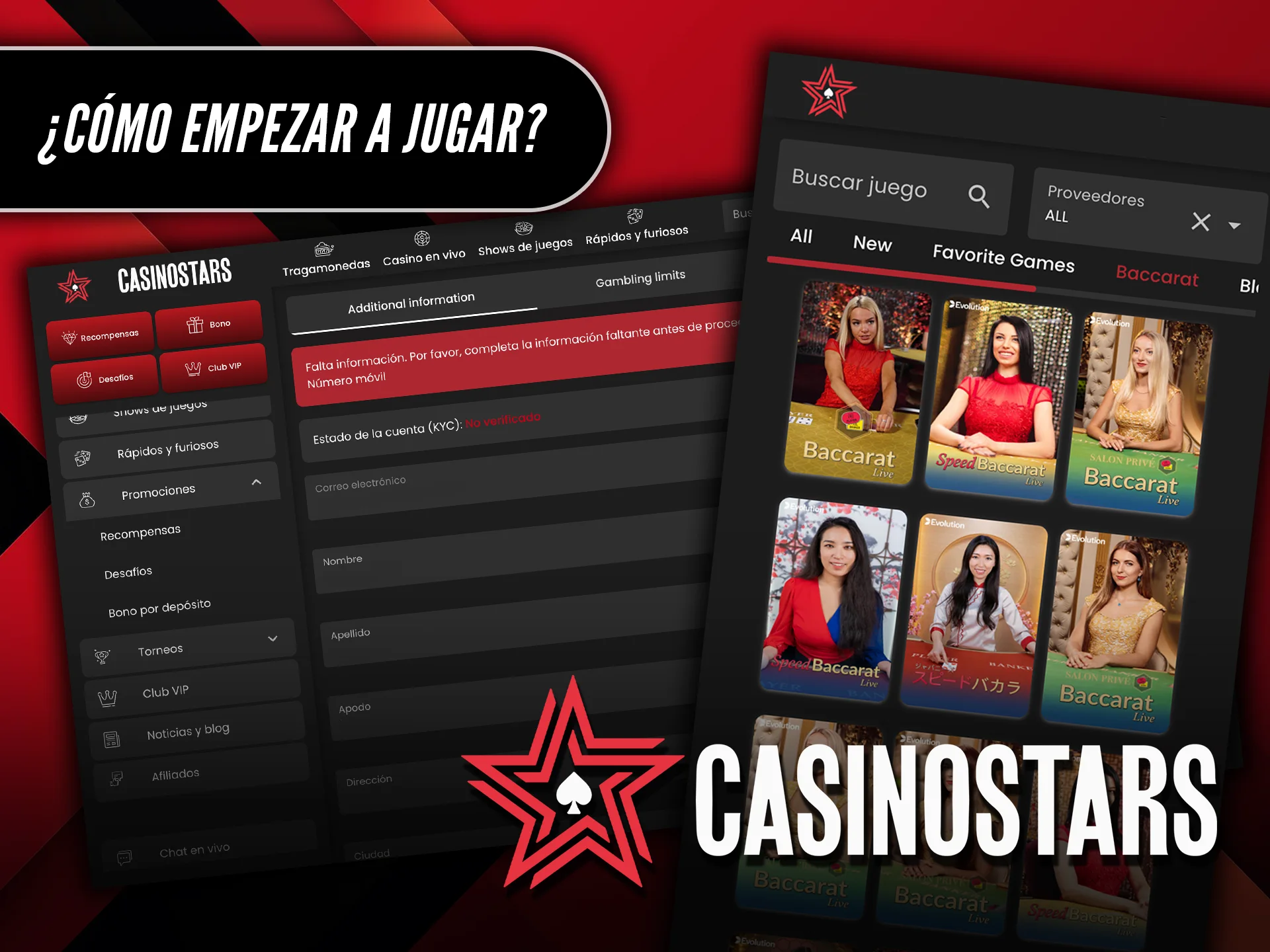 Aprende cómo empezar a jugar en el casino en vivo de Casinostars.