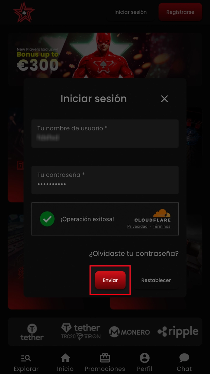 Inicie sesión en su cuenta personal de Casinostars.