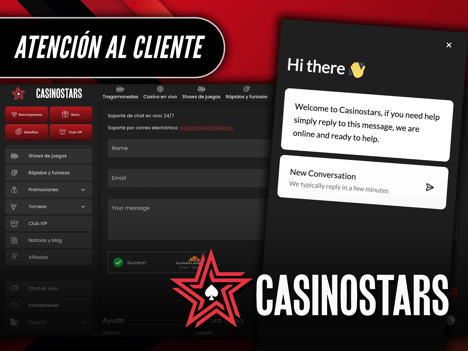 Contacta con la atención al cliente de Casinostars cuando lo necesites.