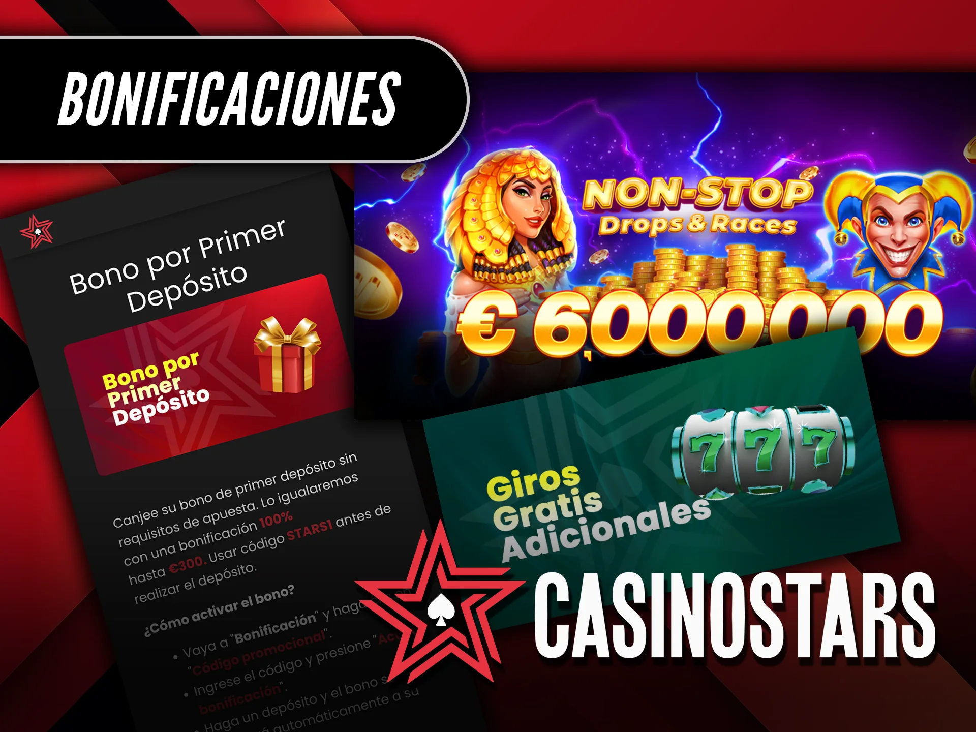 Reclama tus bonificaciones exclusivas en Casinostars.