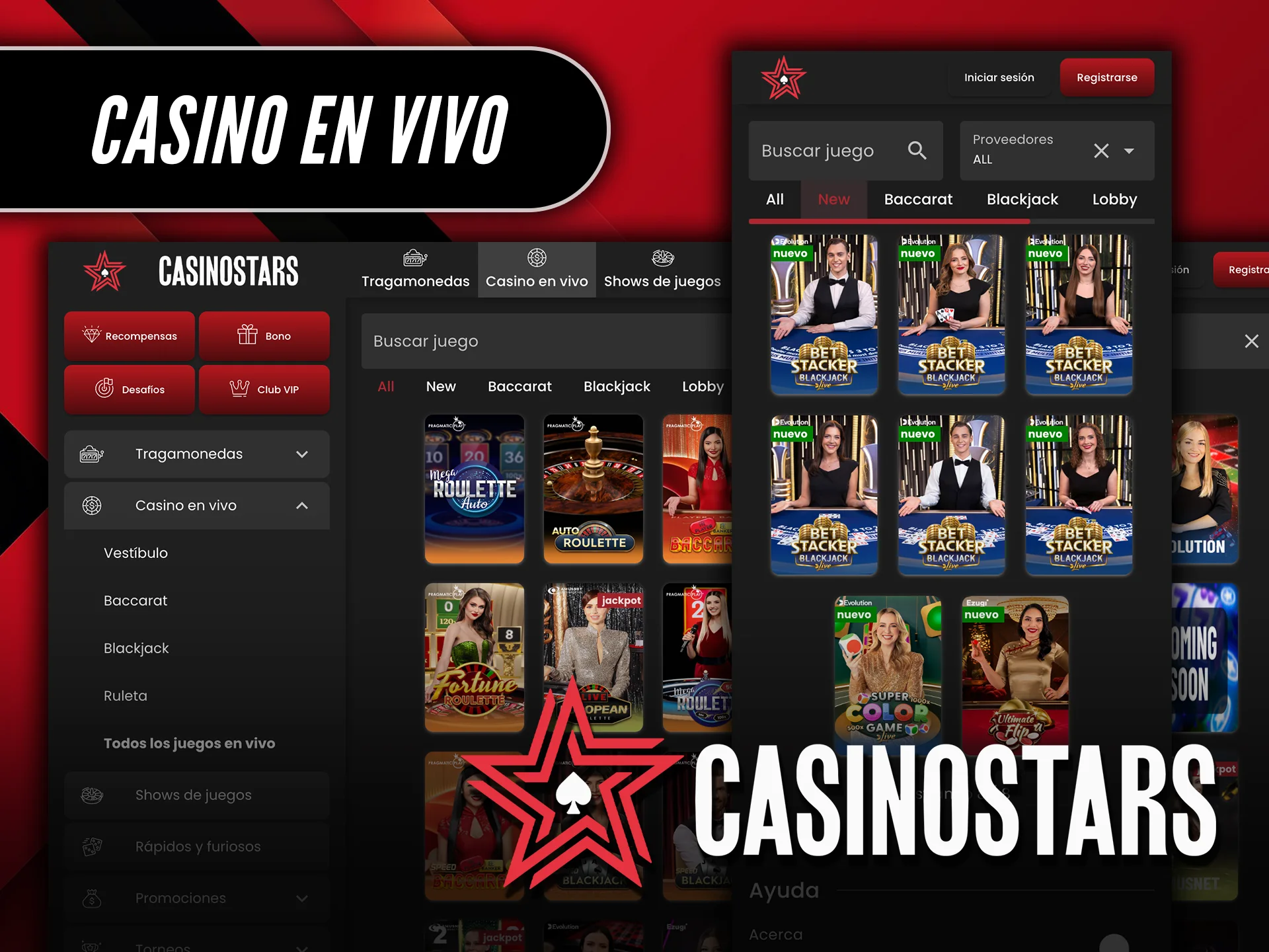 Vive la emoción del casino en vivo en Casinostars.