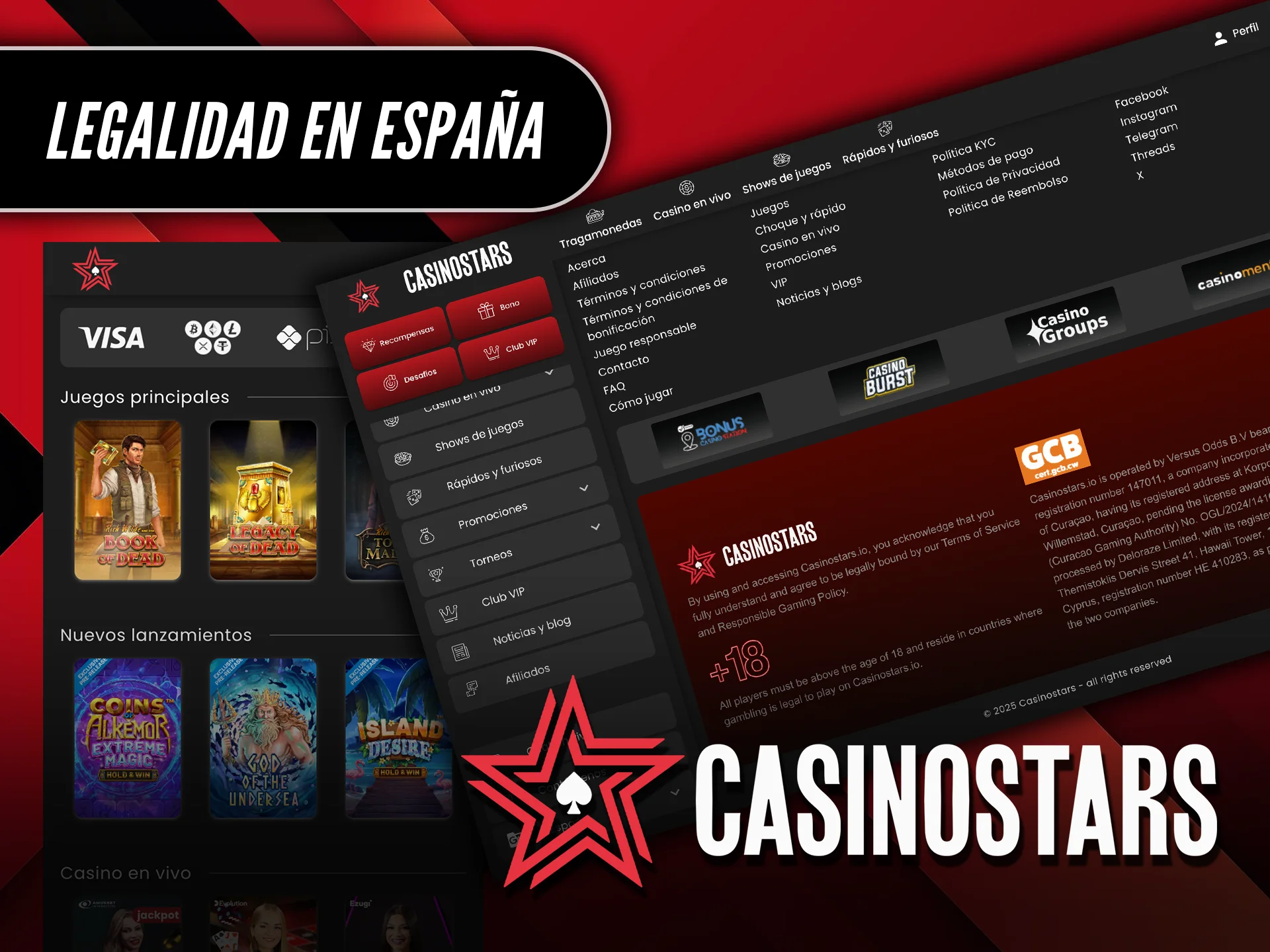 Juega con tranquilidad conociendo la legalidad de Casinostars en España.