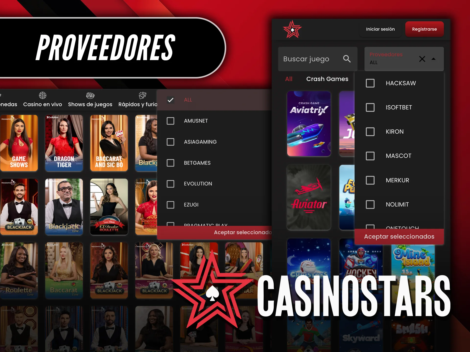 Descubre los mejores proveedores disponibles en Casinostars.