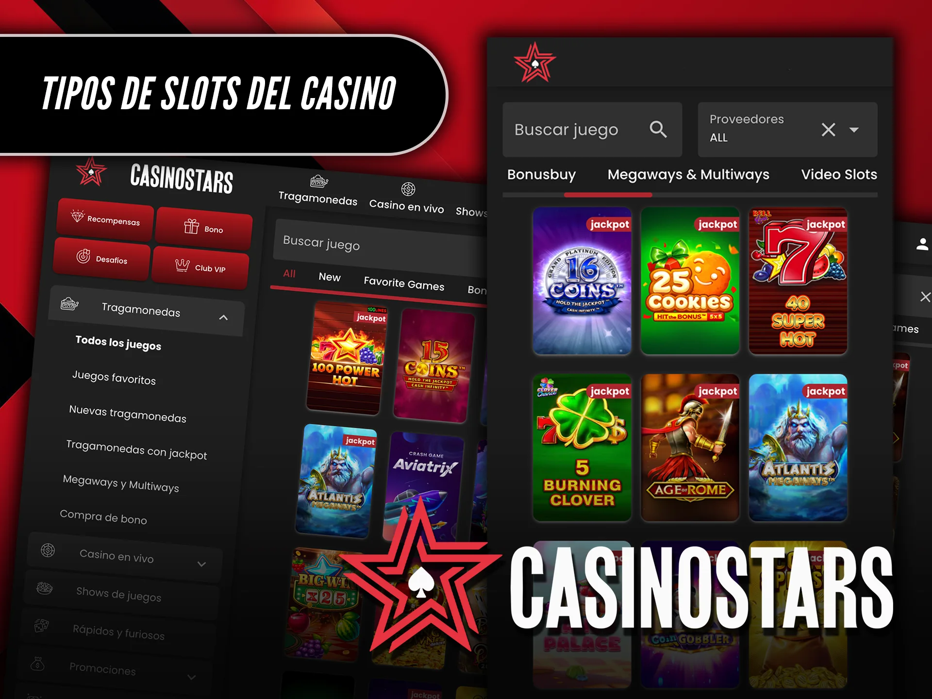 Explora los tipos de slots disponibles en el casino Casinostars.