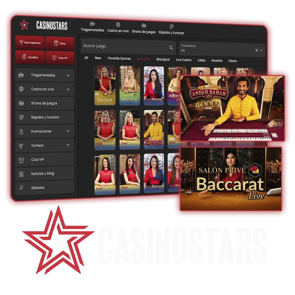 Juega al clásico Baccarat y gana a lo grande con las mesas en vivo de Casino Stars.