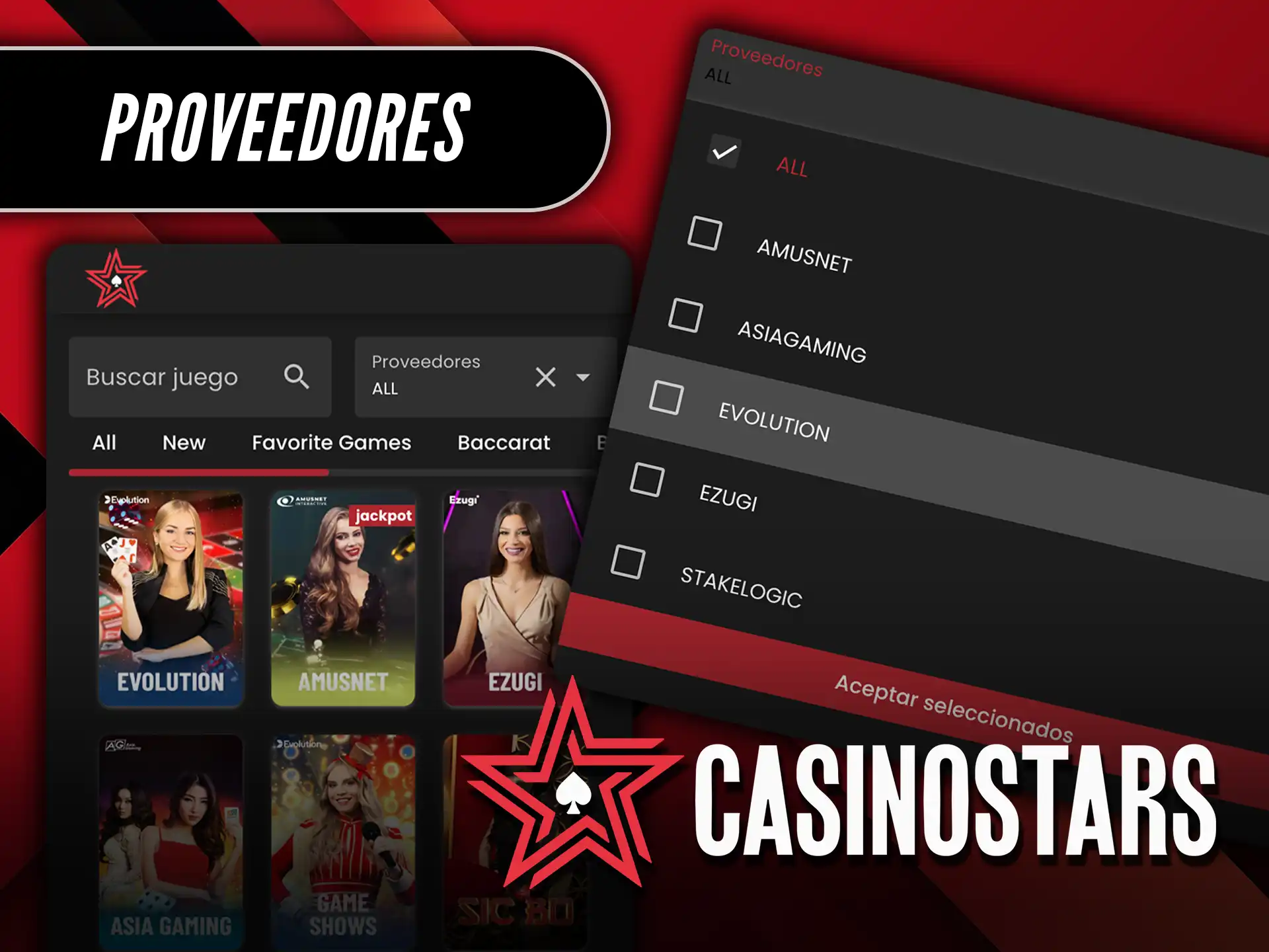 Descubre todos los Proveedores que hacen del Lobby de Casino Stars el mejor lugar para jugar.