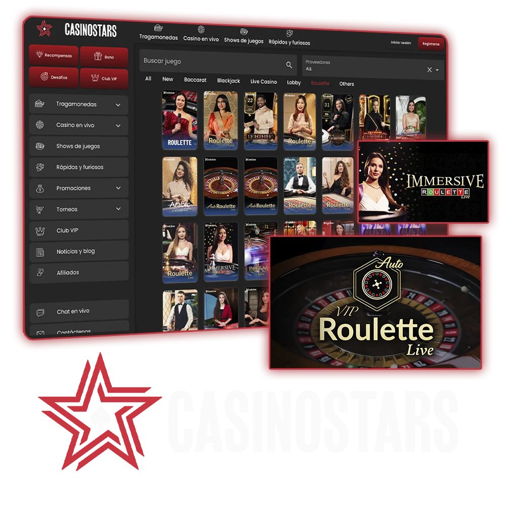 Gira la rueda de la fortuna en la Ruleta y gana a lo grande en Casino Stars.