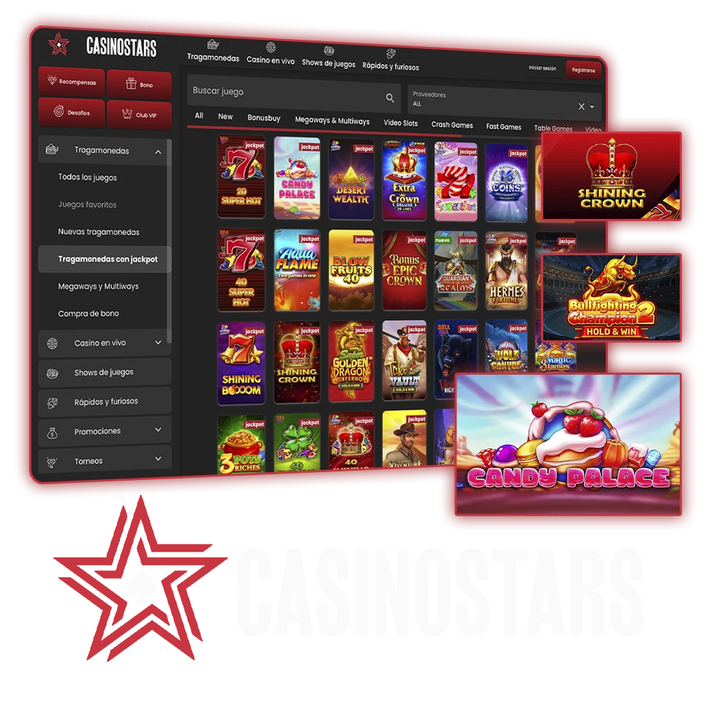 Gana el Jackpot millonario en las Tragamonedas con Jackpot exclusivas de Casino Stars.