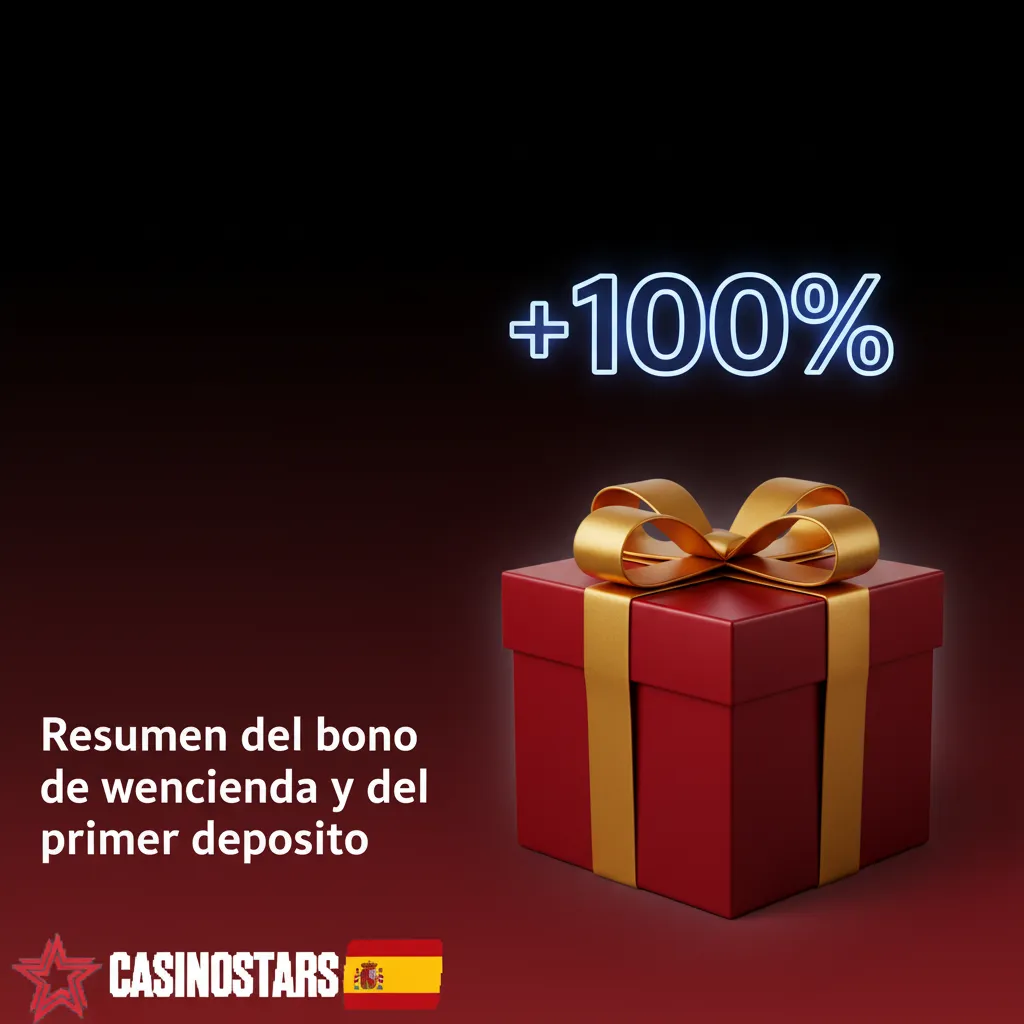 Resumen bono bienv./1er depósito Casinostars: 100% hasta 300 €, 30x, dep. mín. 10 €. Verificado 30 días, sin autoexclusión.